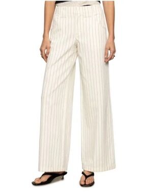Jason Wu Wide Leg Pinstripe Pants in Cream and Navy NWT